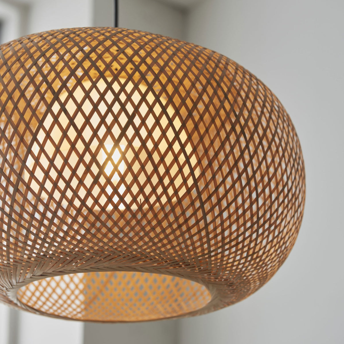 Bali Single Pendant Natural Bamboo Woven Shade with White Inner Diffuser