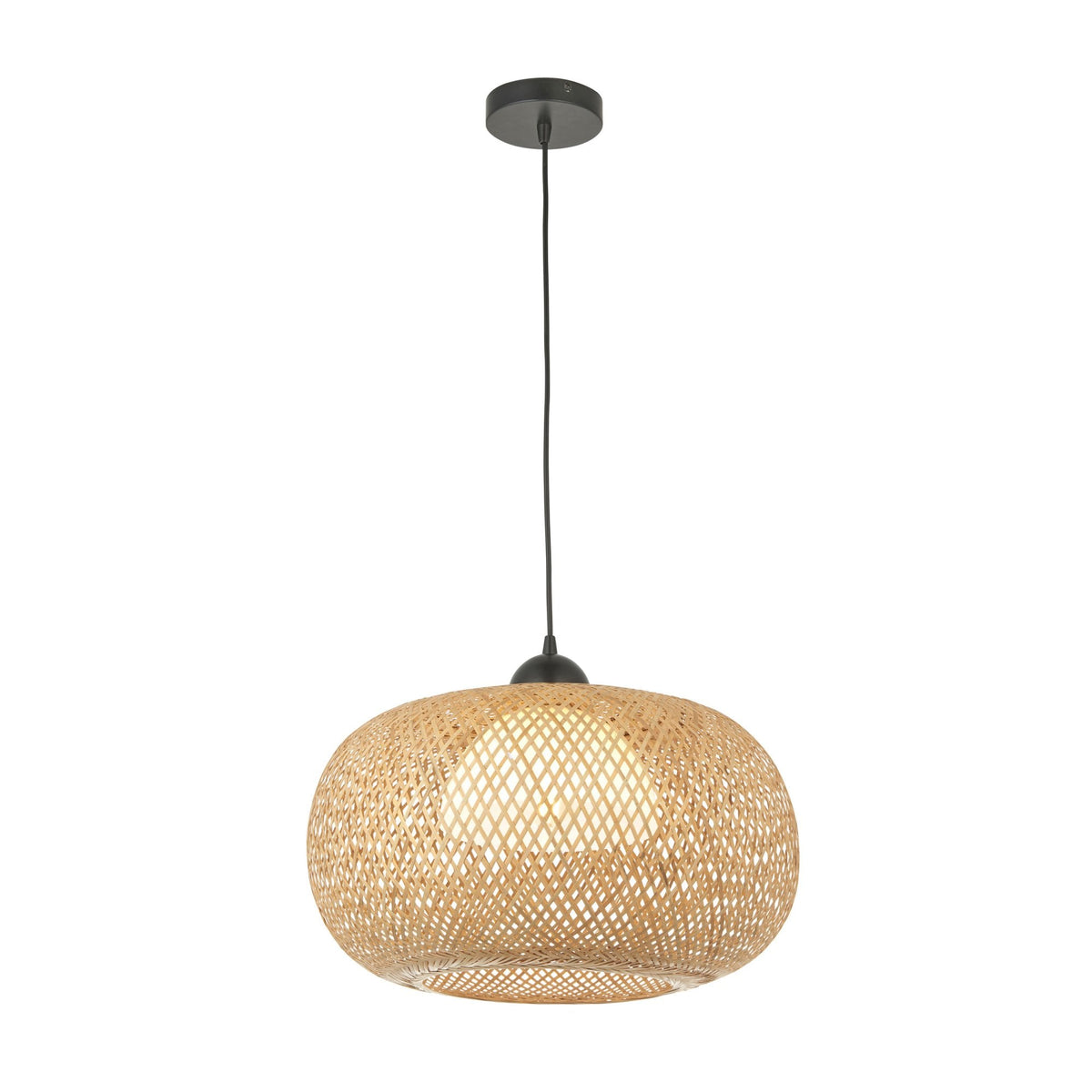 Bali Single Pendant Natural Bamboo Woven Shade with White Inner Diffuser