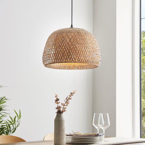 Bali 2 Single Pendant Natural Bamboo Woven Shade