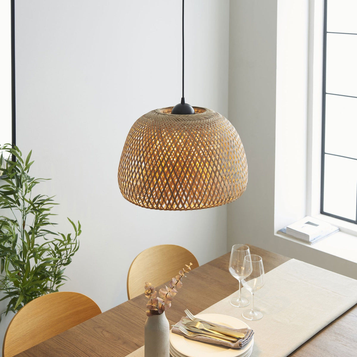 Bali 2 Single Pendant Natural Bamboo Woven Shade