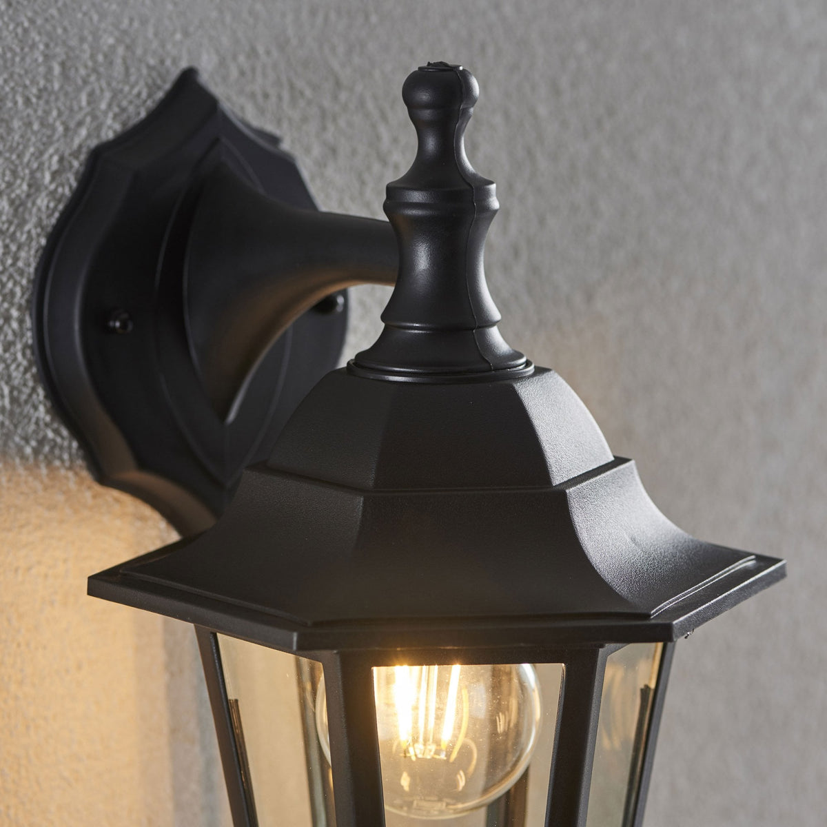 Bayswater IP44 Wall Light in Black with Clear Glass Panels