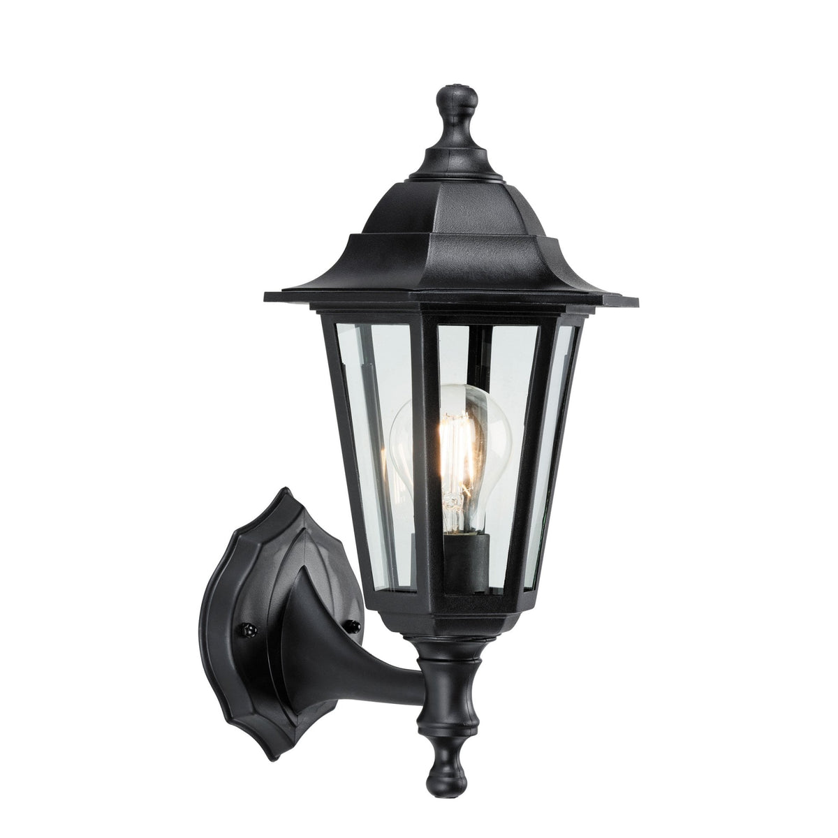 Bayswater IP44 Wall Light in Black with Clear Glass Panels