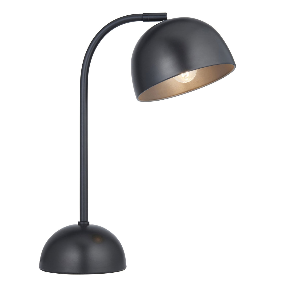 Brodey Table Lamp in Matt Black with Steel Grey Inner Shade