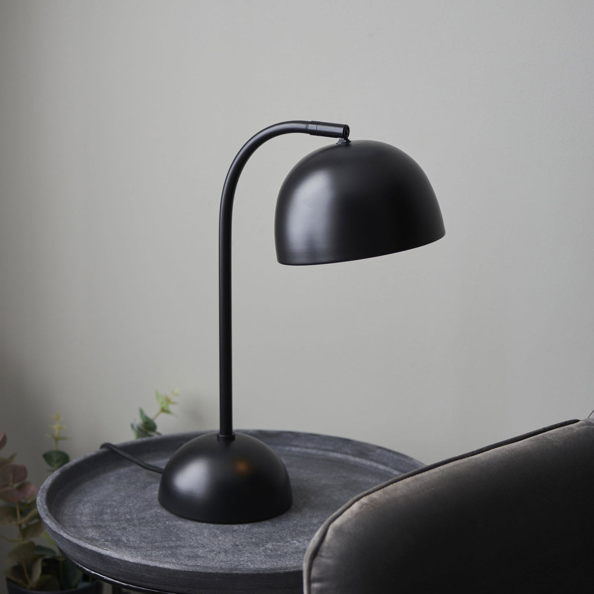 Brodey Table Lamp in Matt Black with Steel Grey Inner Shade