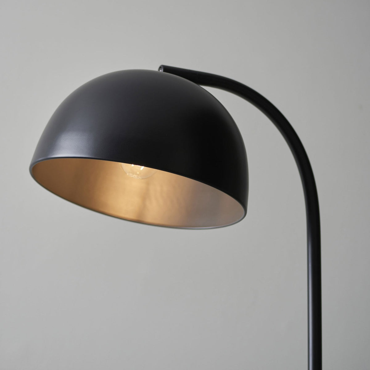 Brodey Floor Lamp in Matt Black with Steel Grey Inner Shade