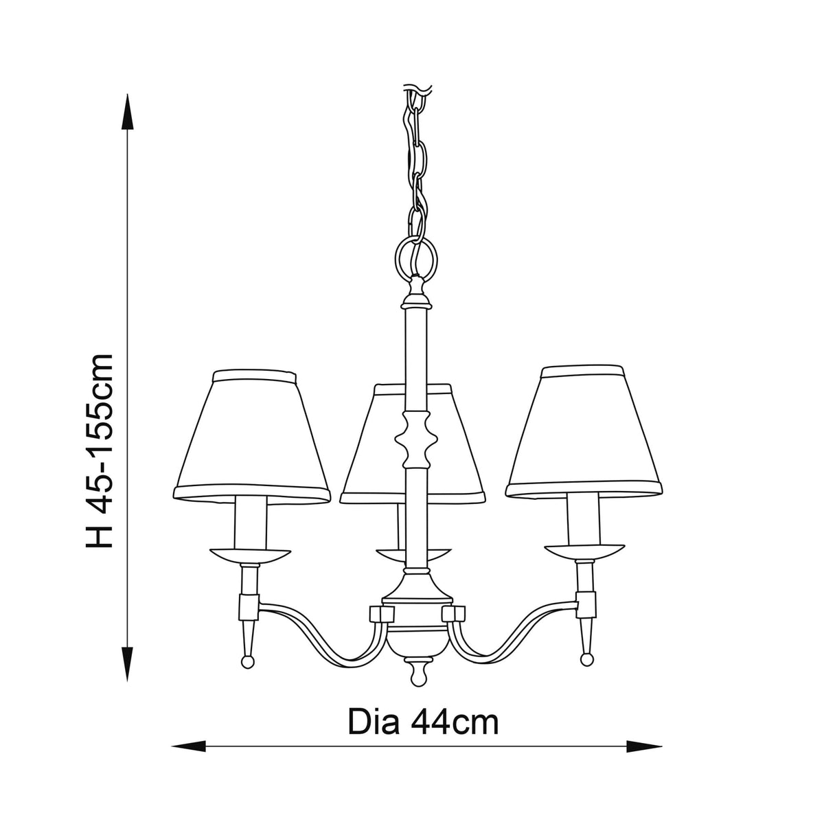 Stanford Three Light Pendant In Antique Brass With Beige Fabric Shades