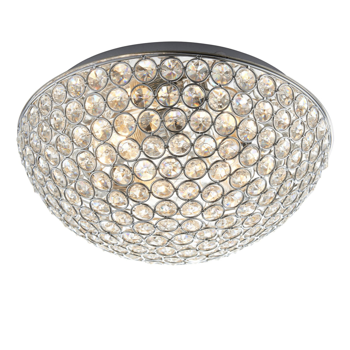 Chryla IP44 Bathroom Ceiling Light in Chrome with Clear Faceted Crystals