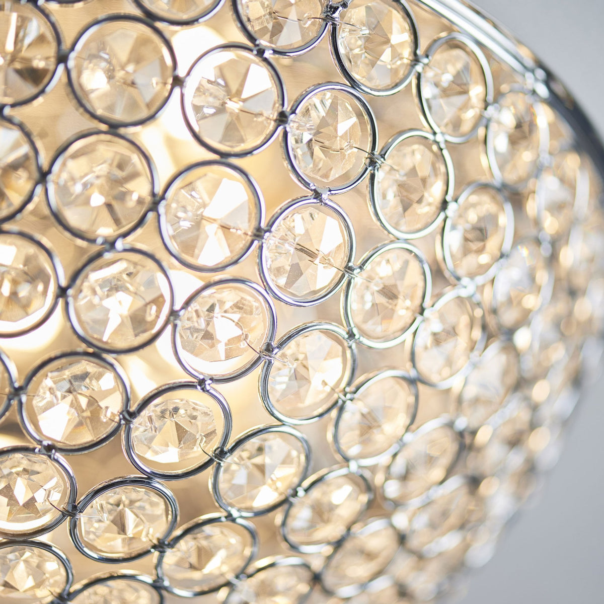 Chryla IP44 Bathroom Ceiling Light in Chrome with Clear Faceted Crystals