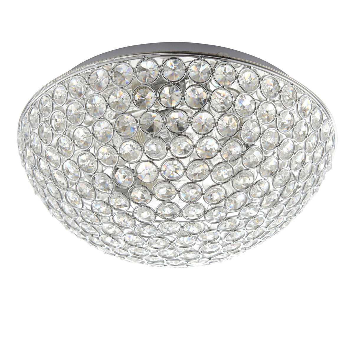Chryla IP44 Bathroom Ceiling Light in Chrome with Clear Faceted Crystals