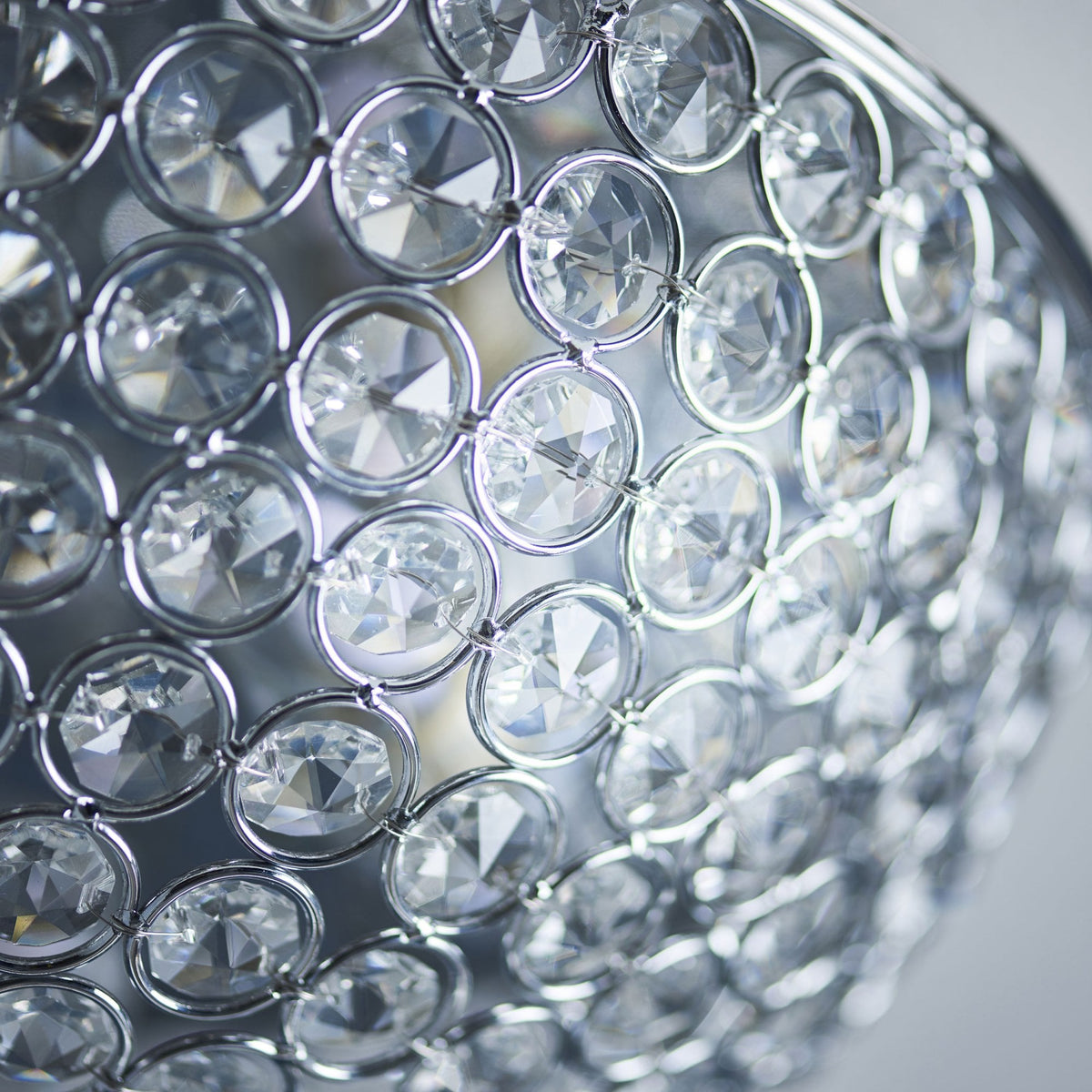 Chryla IP44 Bathroom Ceiling Light in Chrome with Clear Faceted Crystals