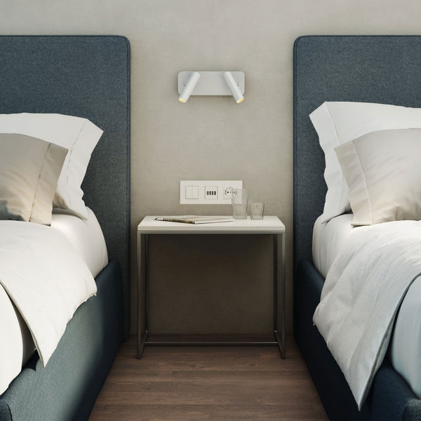 Enna Twin LED Switched Reading Lights in Matt White