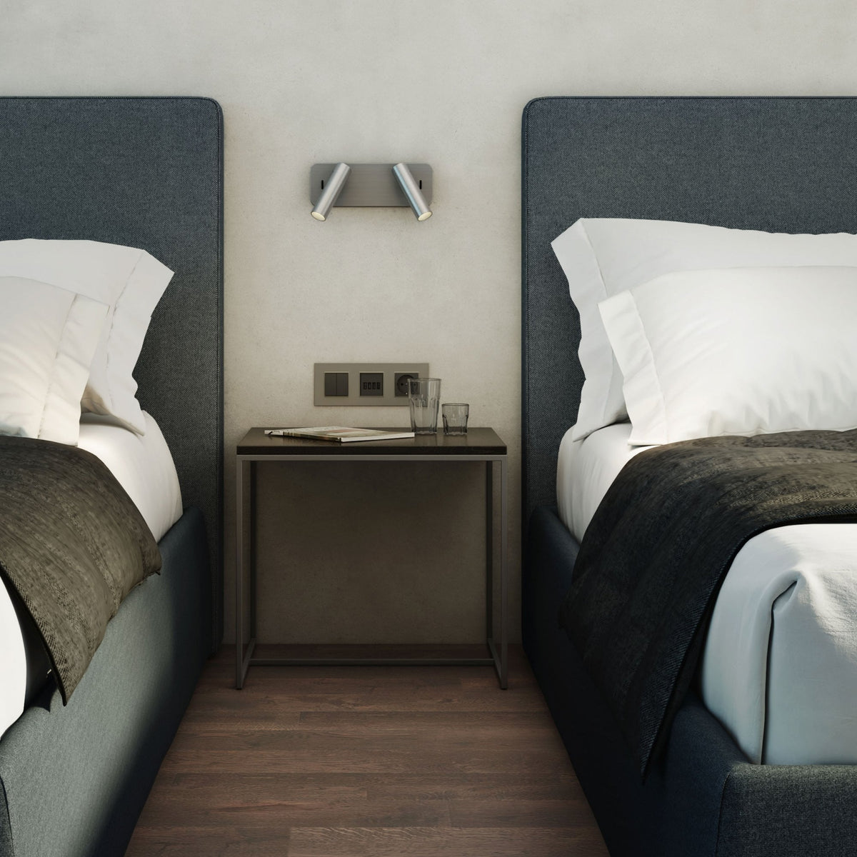 Enna Twin LED Switched Reading Lights in Matt Nickel