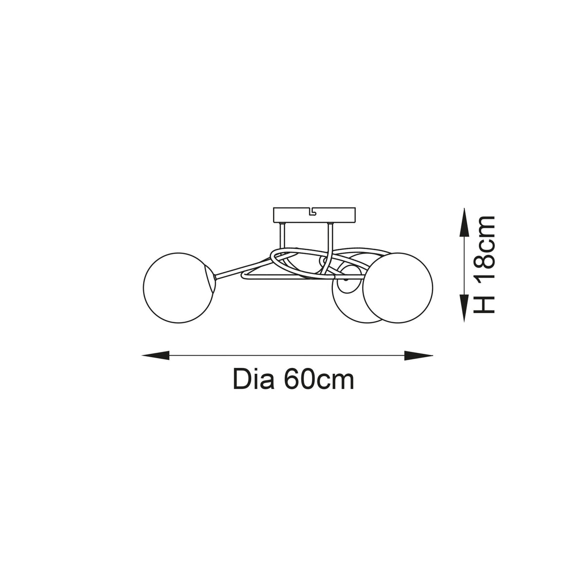 Delos Three Arm Ceiling Light in Antique Brass with White Confetti Glass Shades