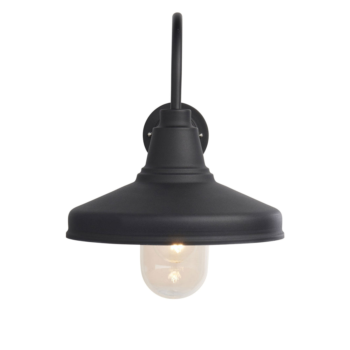 Farmhouse IP44 Wall Light in Textured Black with Clear Glass Shade