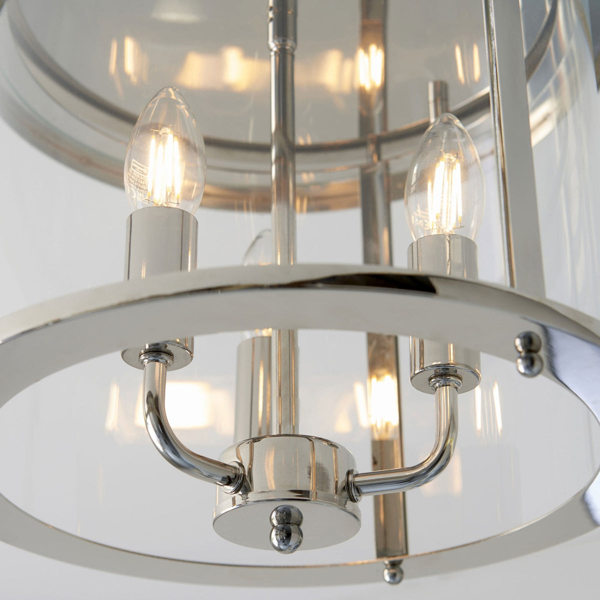 Hampworth Flush Ceiling Light in Nickel with Clear Glass Shade
