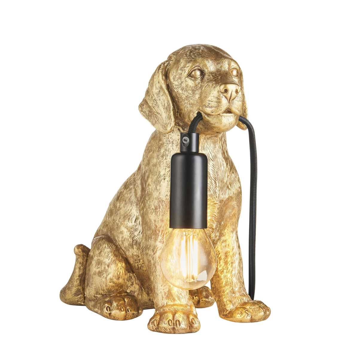 Labrador Puppy Table Lamp in a Vintage Gold Finish
