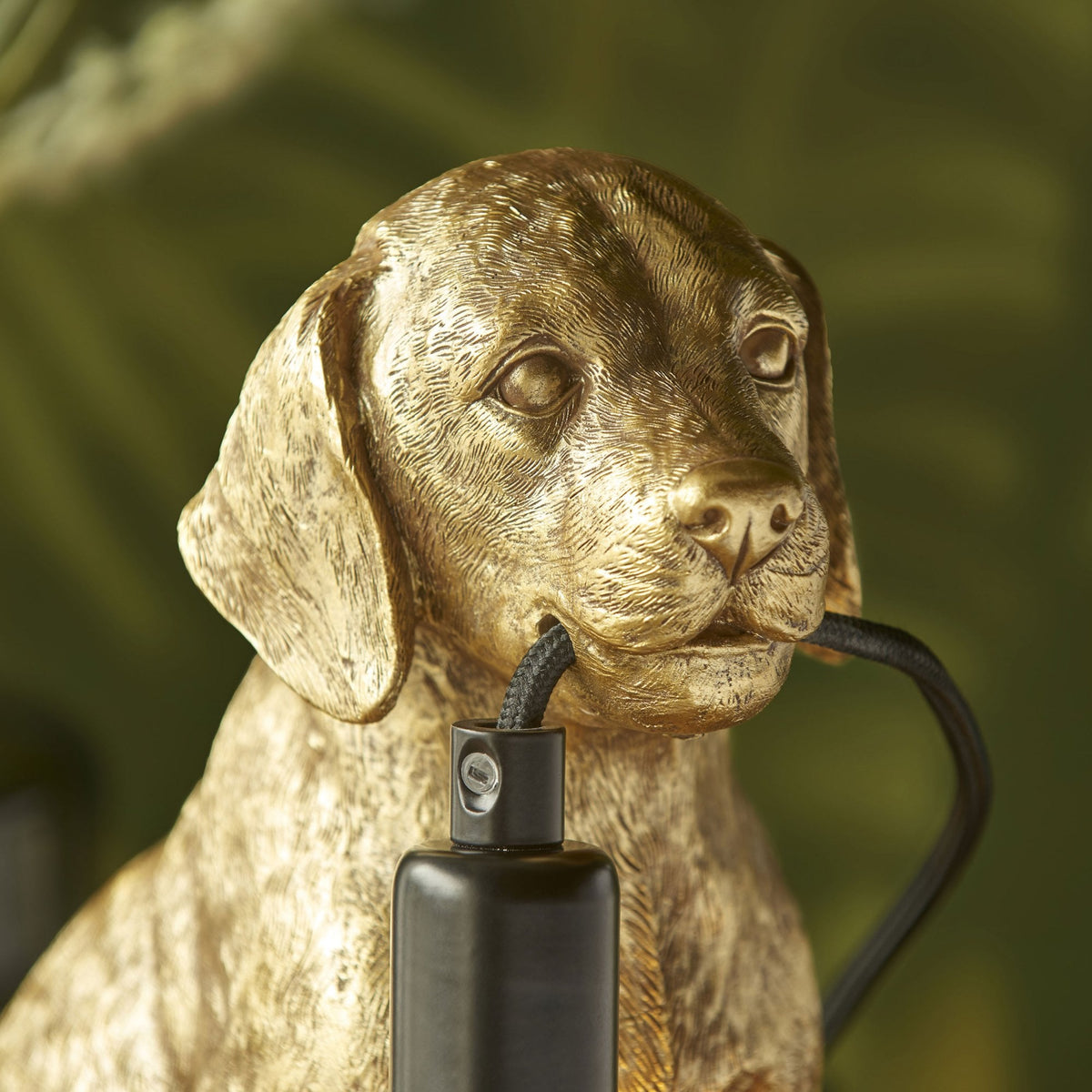 Labrador Puppy Table Lamp in a Vintage Gold Finish