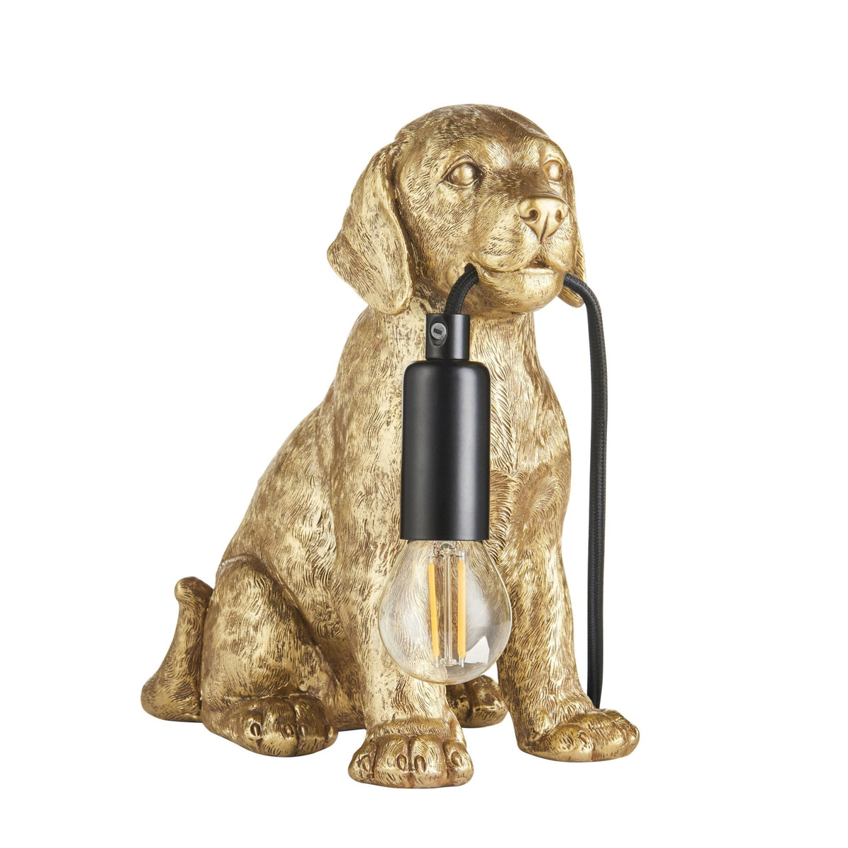Labrador Puppy Table Lamp in a Vintage Gold Finish