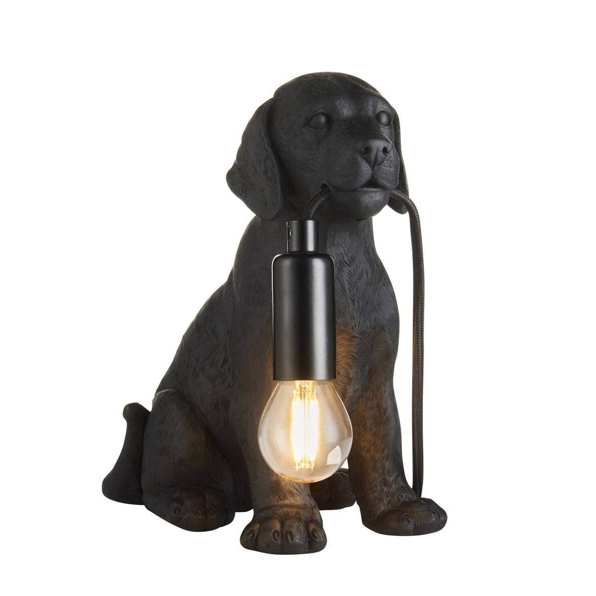 Labrador Puppy Table Lamp in a Matt Black Finish