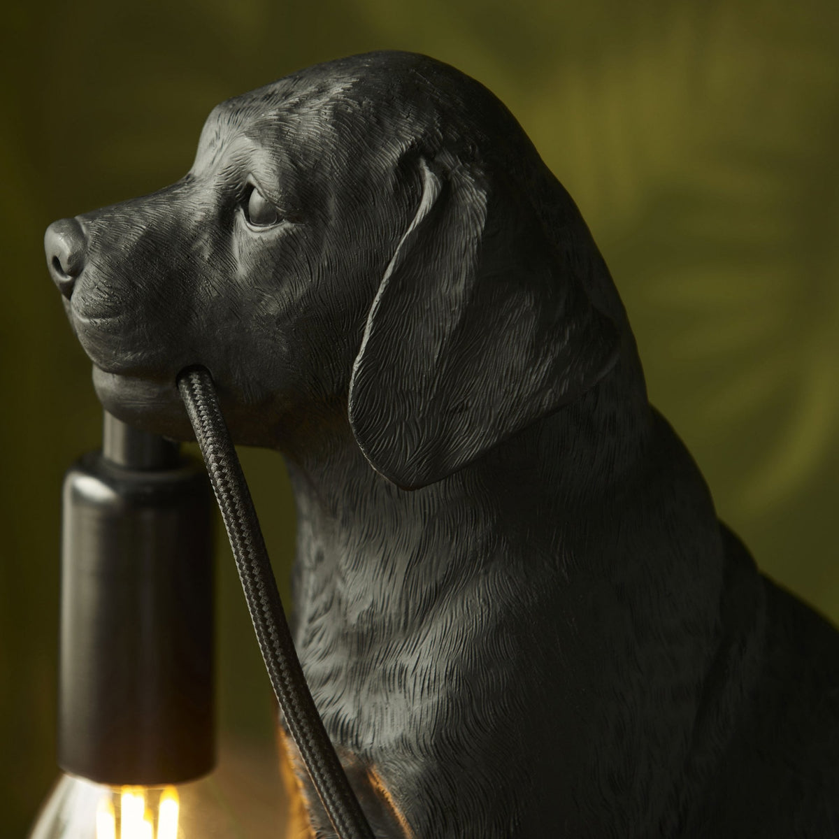 Labrador Puppy Table Lamp in a Matt Black Finish