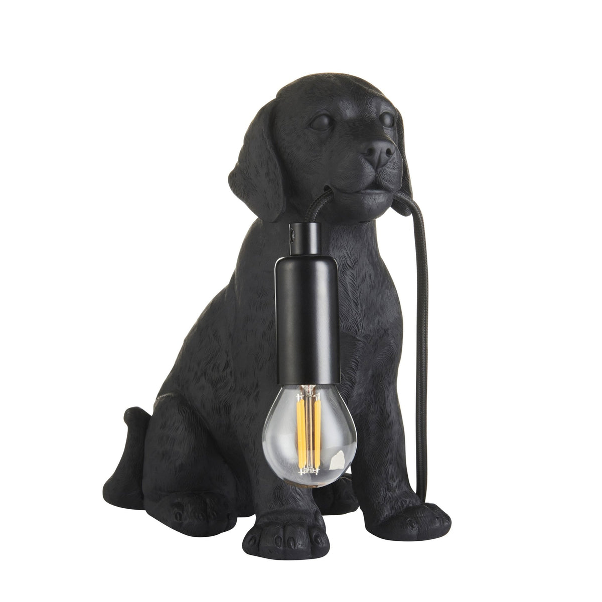 Labrador Puppy Table Lamp in a Matt Black Finish