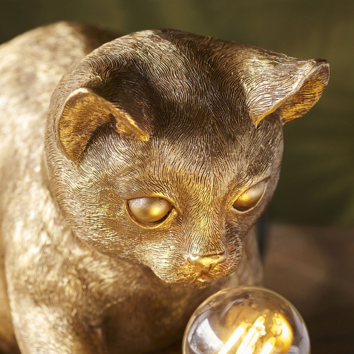 Kitten Table Lamp in a Vintage Gold Finish