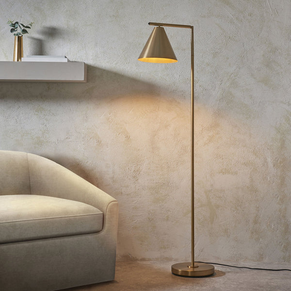 Cape Adjustable Task Floor Lamp in Antique Brass