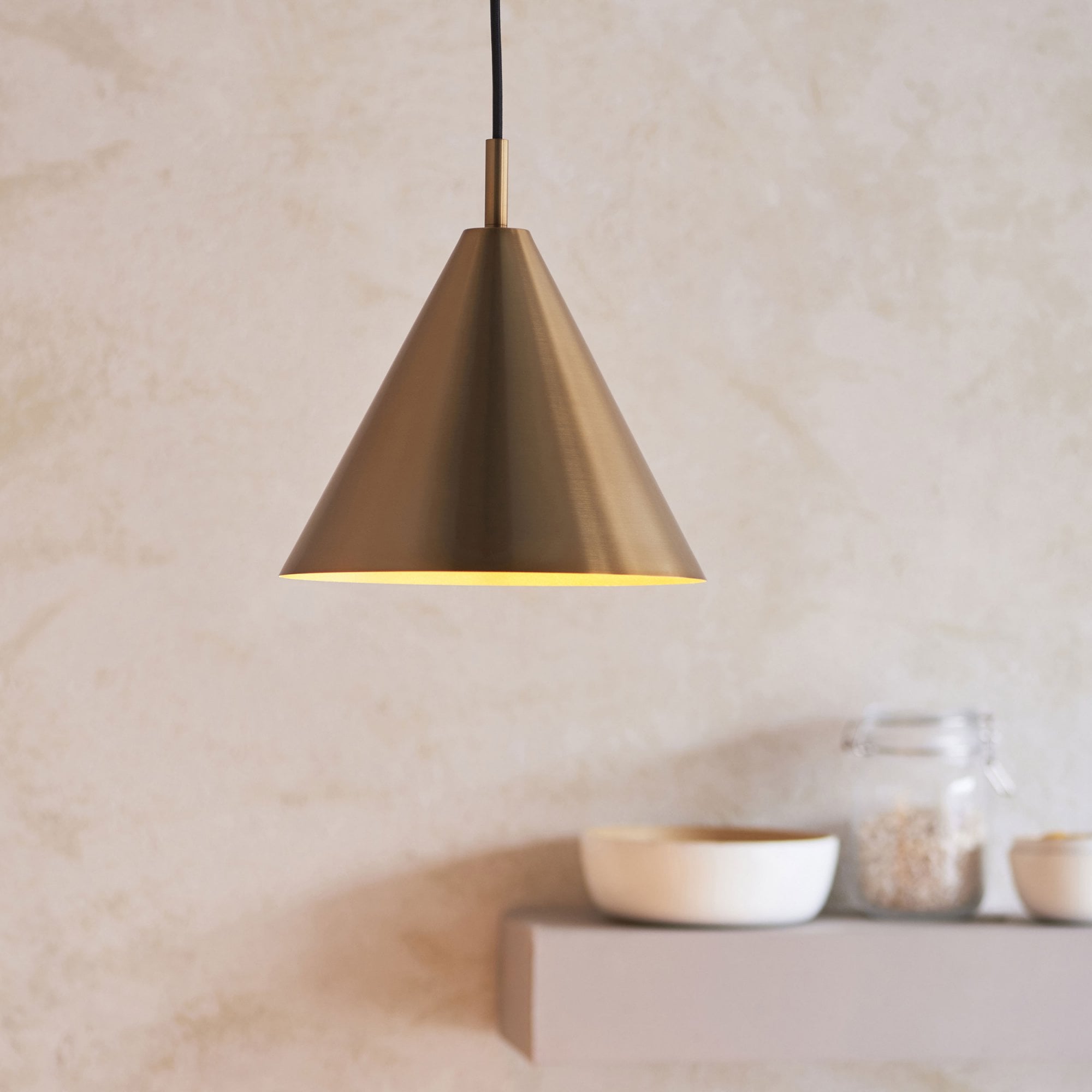 Endon Lighting Cape Single Pendant Light in Antique Brass | Dusk Lights ...