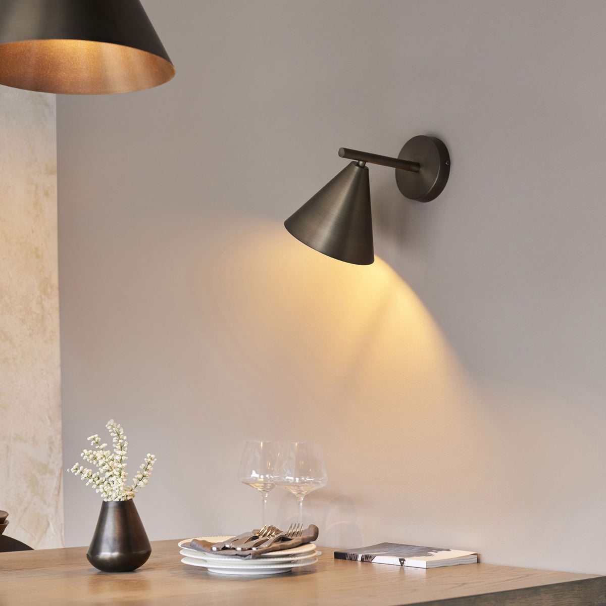 Cape Adjustable Wall Light in Brushed Antique Bronze