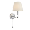 Conway Switched IP44 Bathroom Wall Light in Chrome with Ivory Fabric Shade