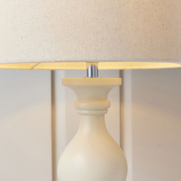 Marsham Wooden Table Lamp Finished in Ivory with Ivory Linen Shade