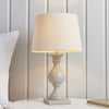 Marsham Wooden Table Lamp Finished in Taupe with Ivory Linen Shade