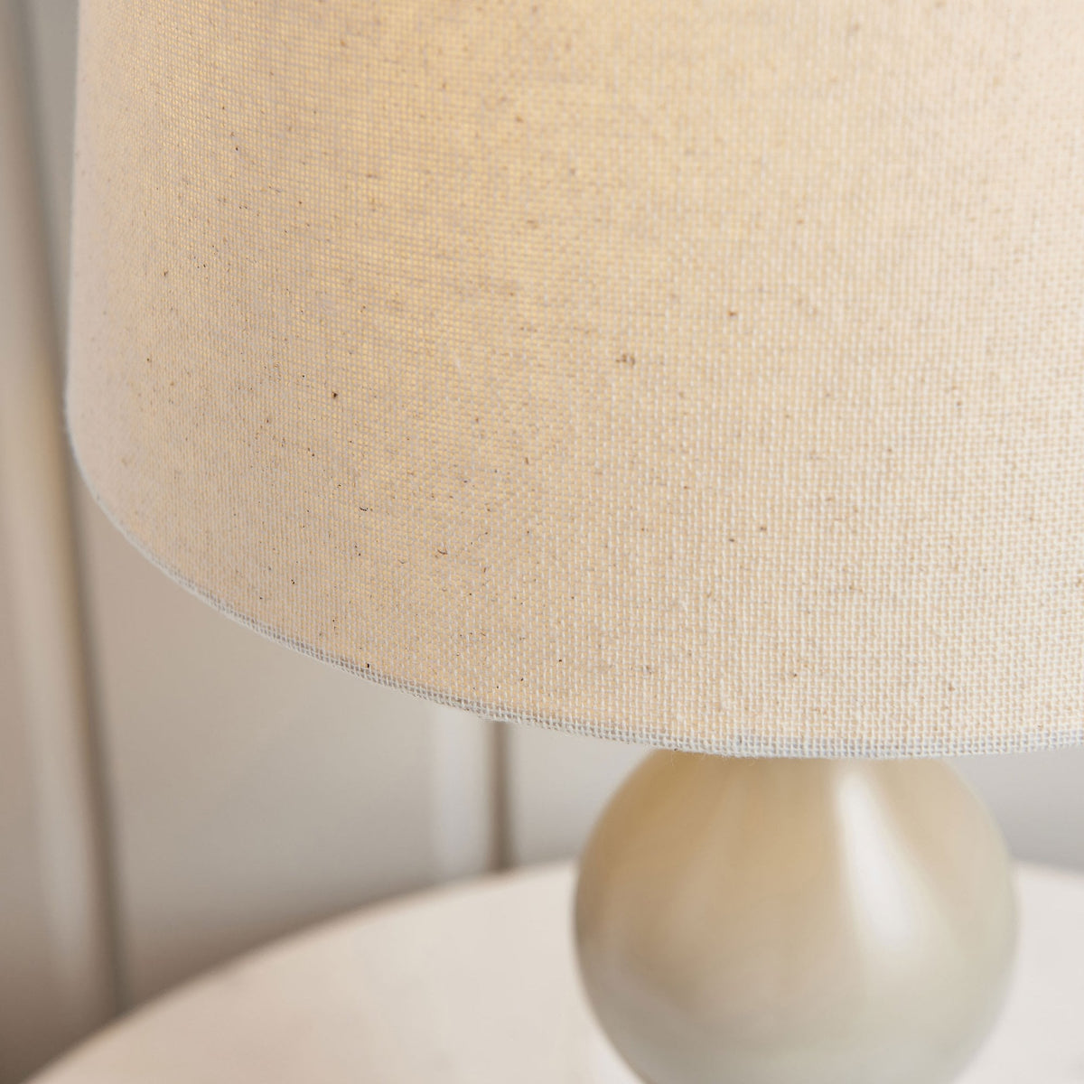 Marsham Wooden Table Lamp Finished in Taupe with Ivory Linen Shade