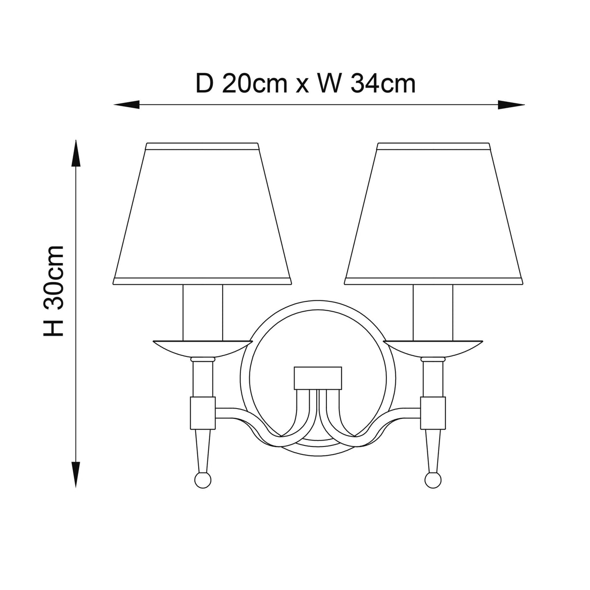 Stanford Twin Wall Light In Antique Brass With Beige Fabric Shade