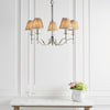 Stanford Five Light Pendant In Polished Nickel With Beige Fabric Shades