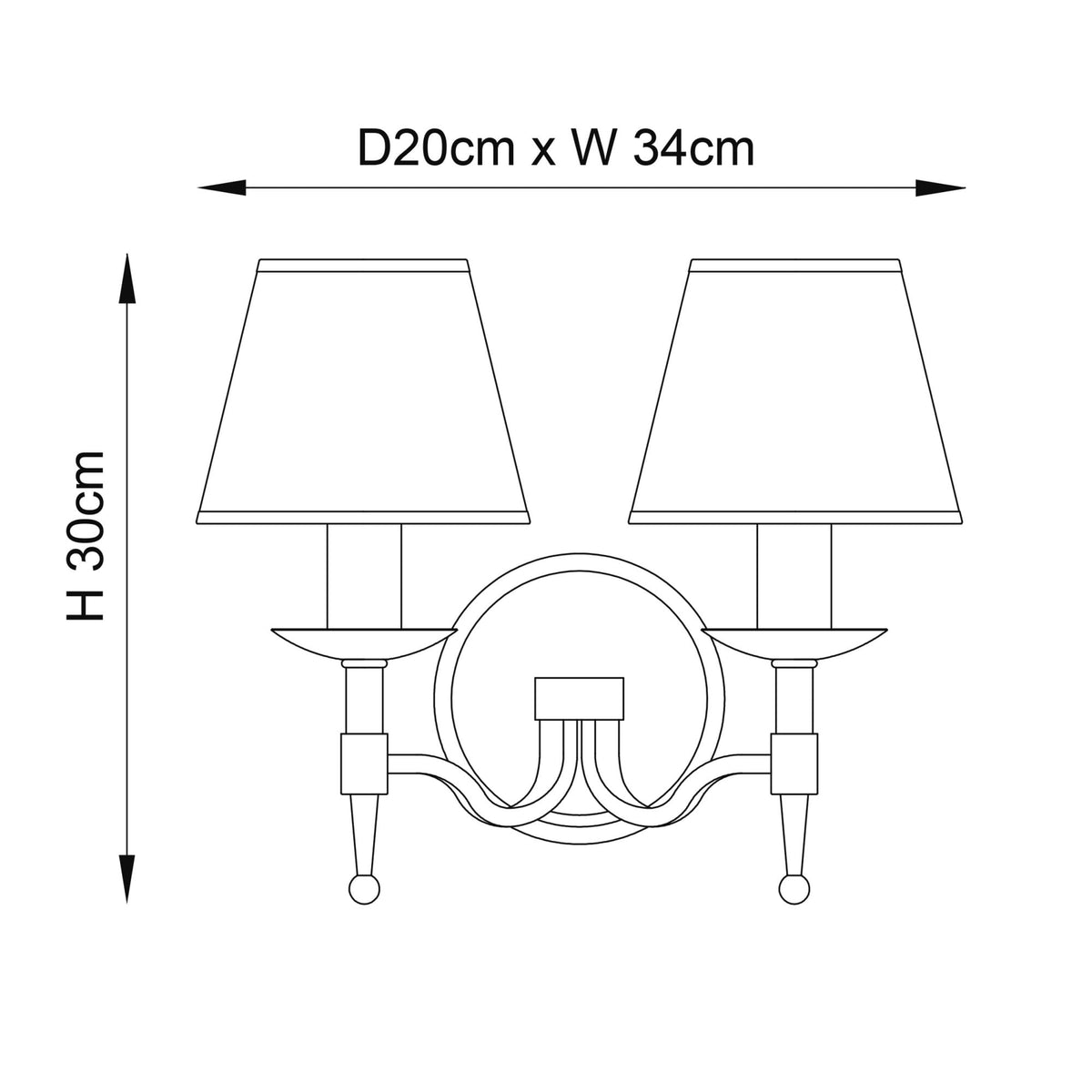 Stanford Twin Wall Light In Polished Nickel With Beige Fabric Shade