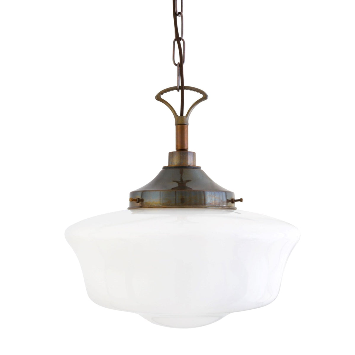 Anath IP44 Pendant Light in Antique Brass with Opal Shade
