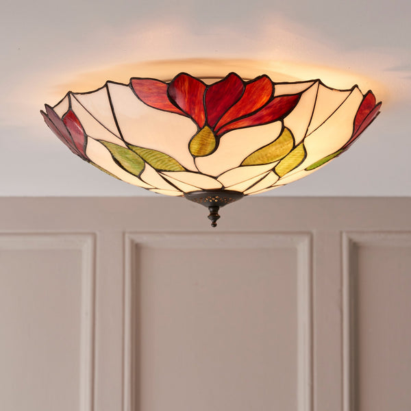 Botanica Tiffany Glass Semi Flush Ceiling Light