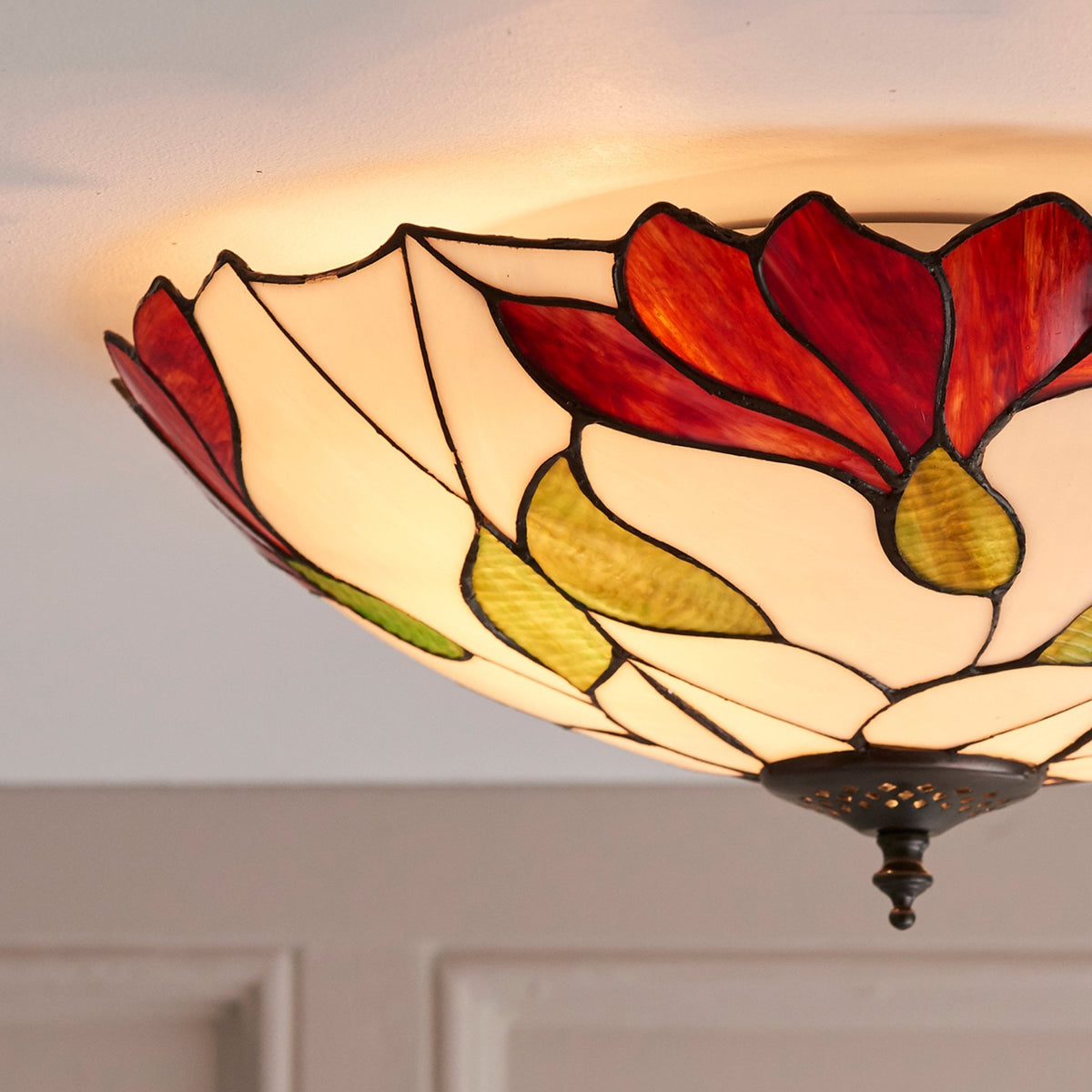 Botanica Tiffany Glass Semi Flush Ceiling Light