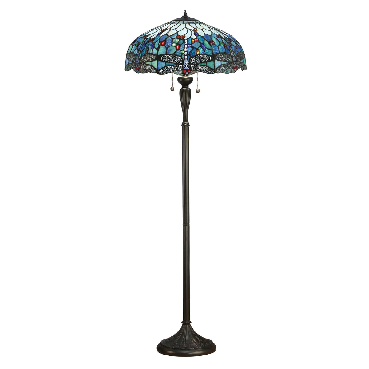 Blue Dragonfly Tiffany Glass Floor Lamp