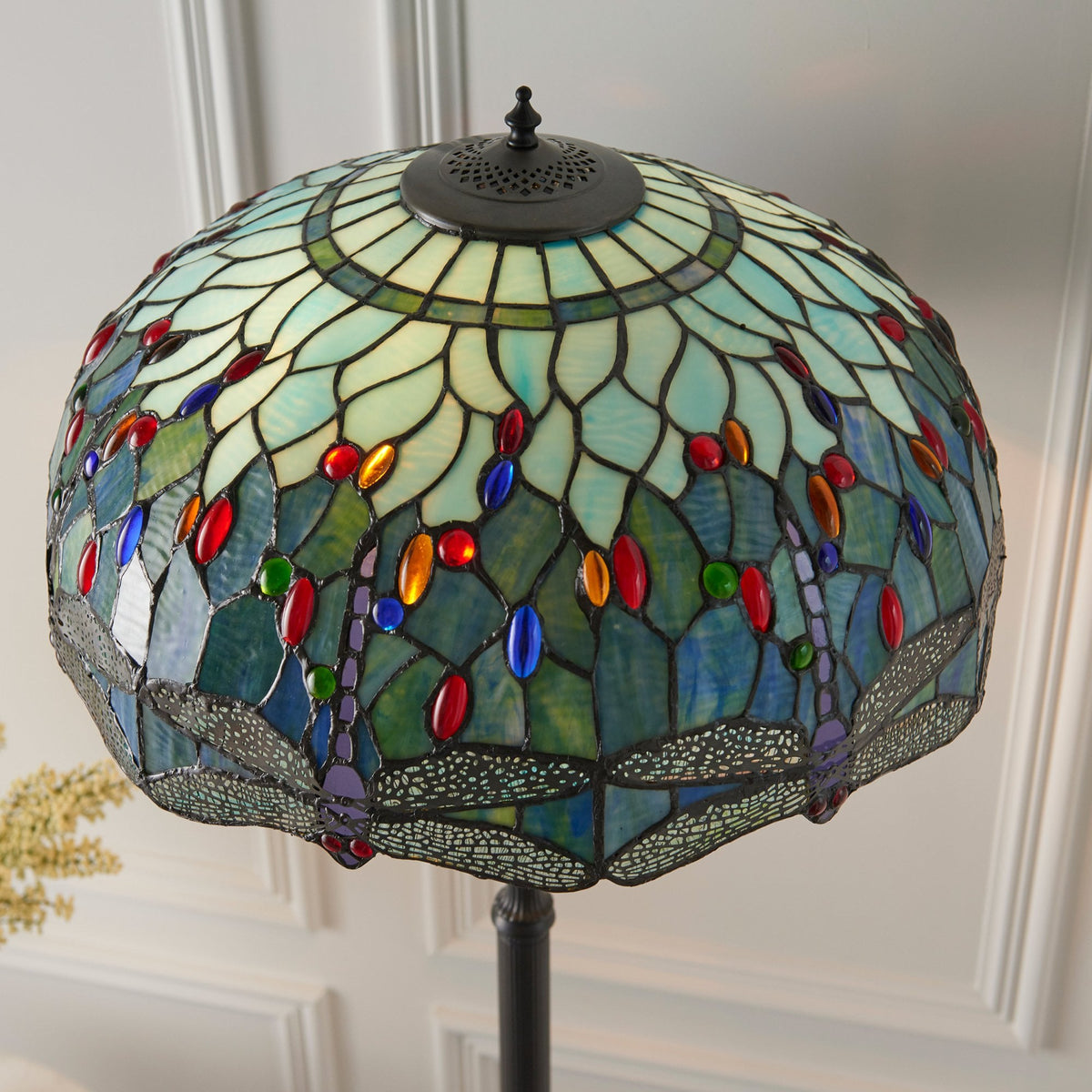 Blue Dragonfly Tiffany Glass Floor Lamp