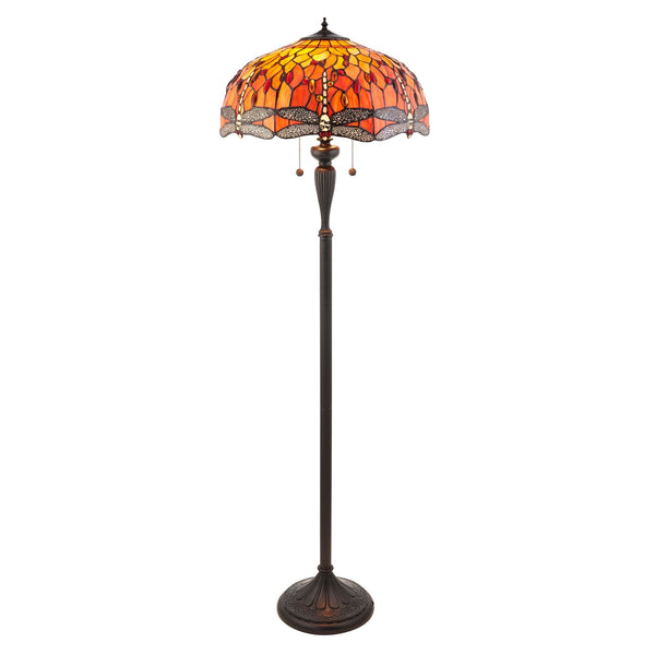 Flame Dragonfly Tiffany Glass Floor Lamp