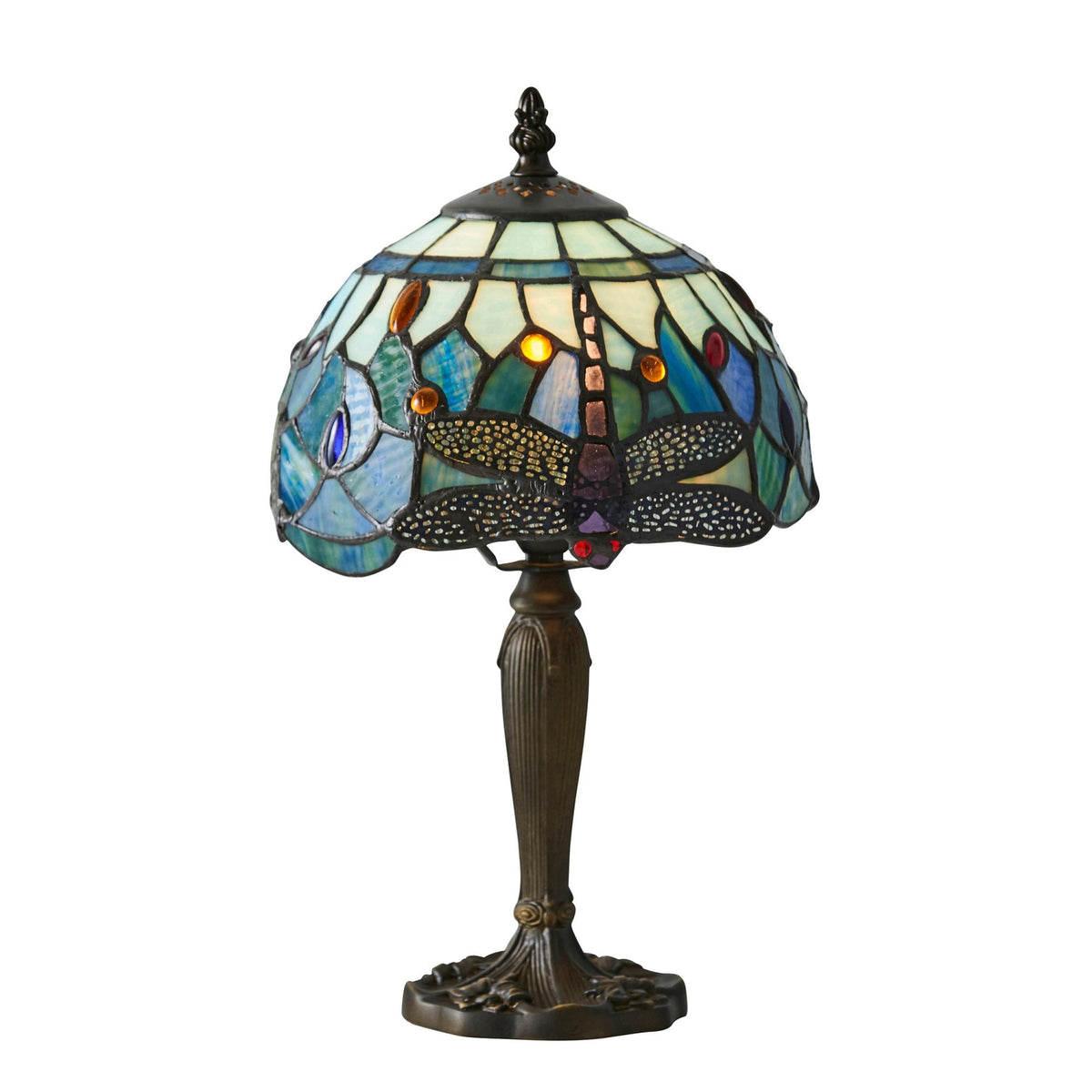 Blue Dragonfly Tiffany Glass Mini Table Lamp