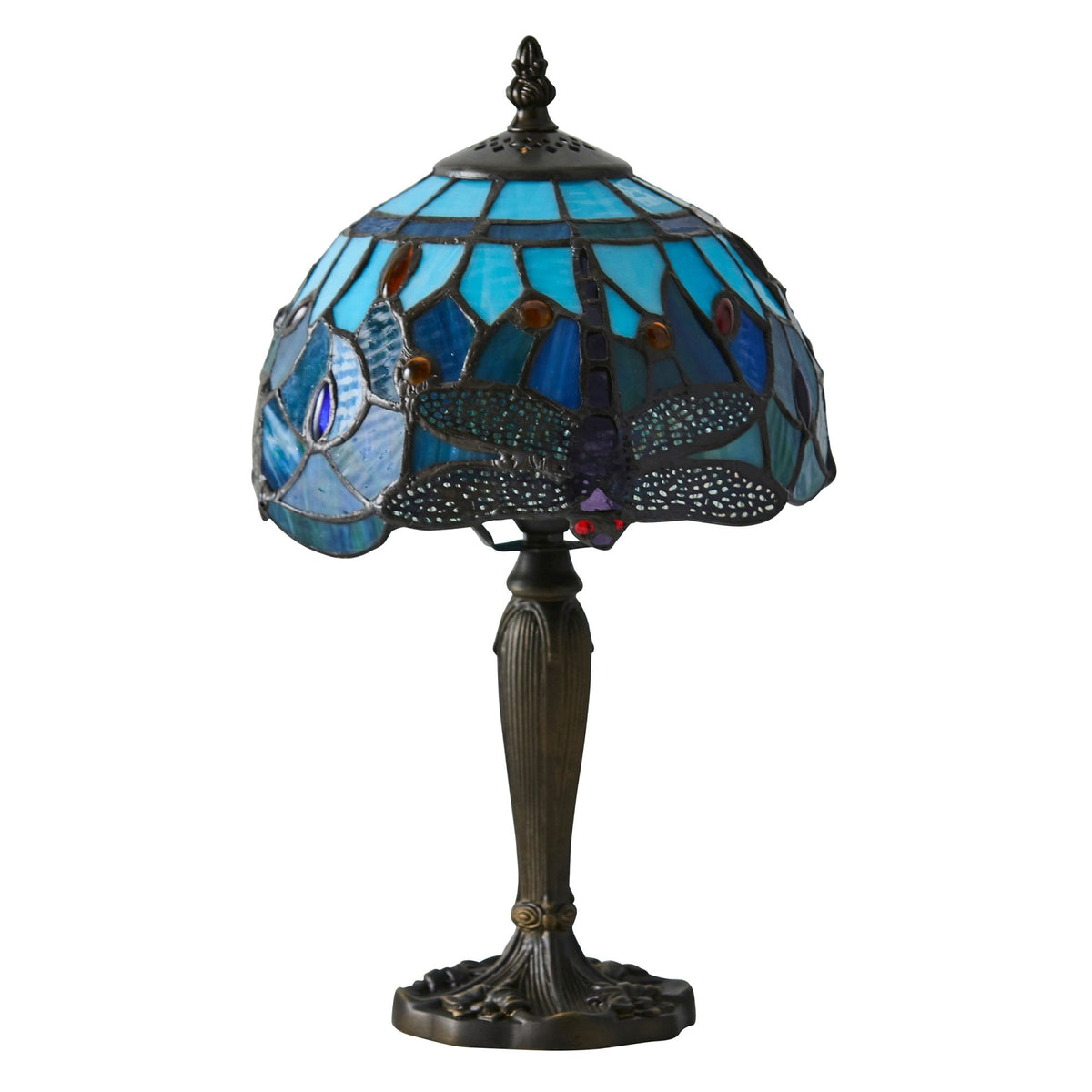Blue Dragonfly Tiffany Glass Mini Table Lamp