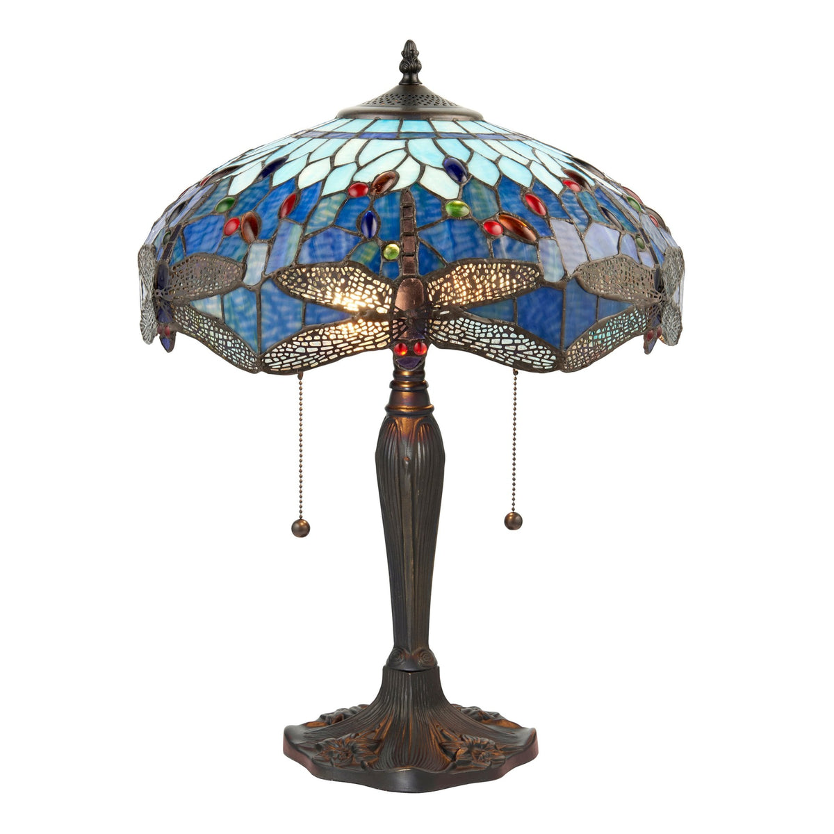 Blue Dragonfly Tiffany Glass Medium Table Lamp
