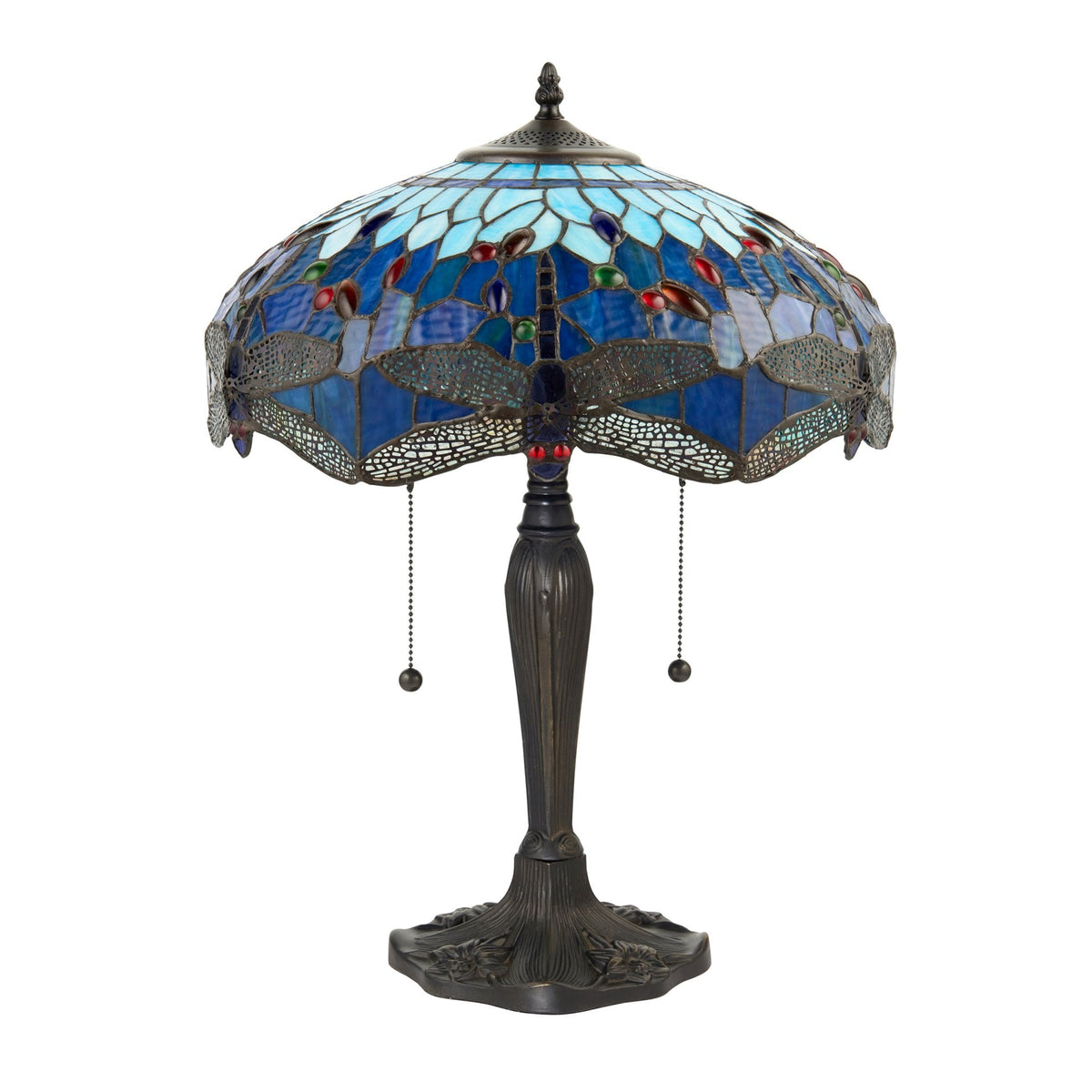 Blue Dragonfly Tiffany Glass Medium Table Lamp