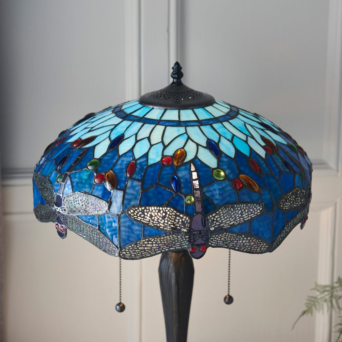 Blue Dragonfly Tiffany Glass Medium Table Lamp