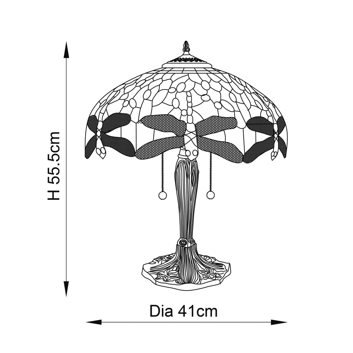 Blue Dragonfly Tiffany Glass Medium Table Lamp