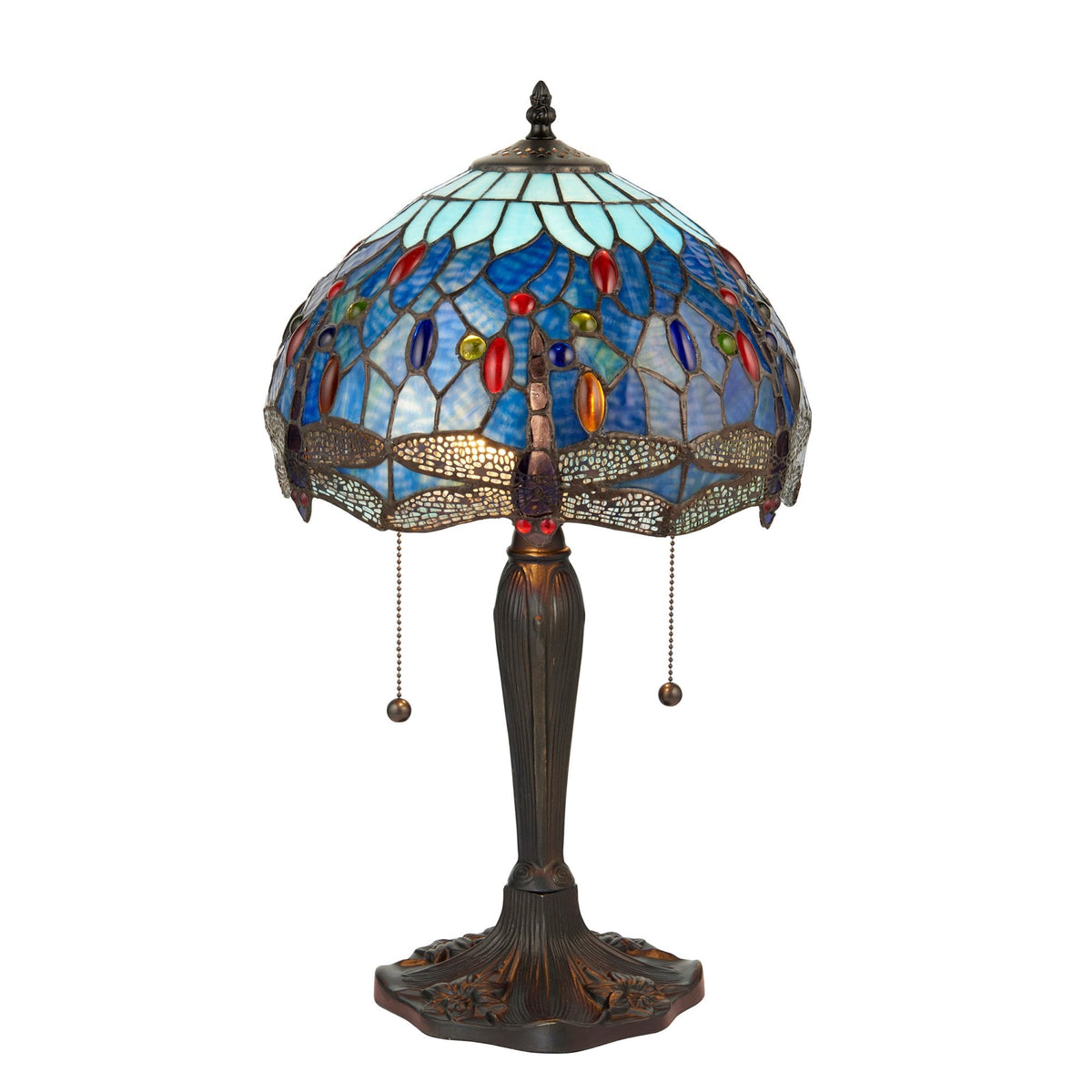 Blue Dragonfly Tiffany Glass Small Table Lamp