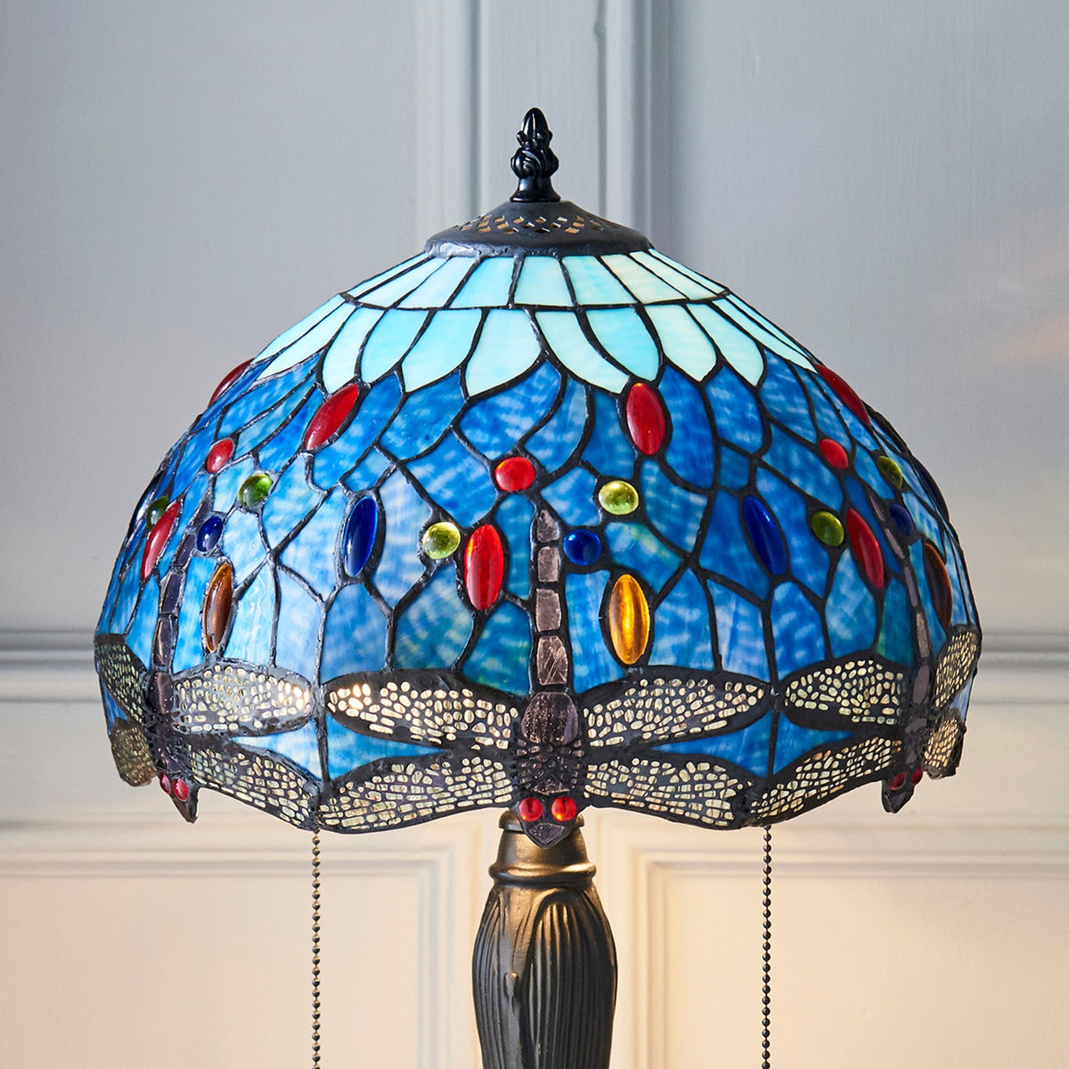 Blue Dragonfly Tiffany Glass Small Table Lamp